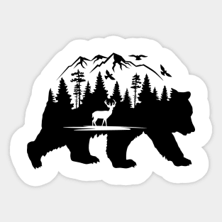 Bear, Deer and Mountains Sticker